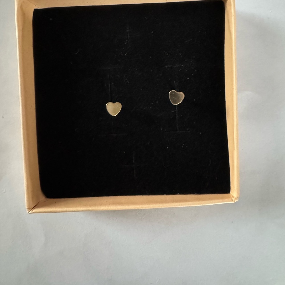 Gold Heart Stud Earrings